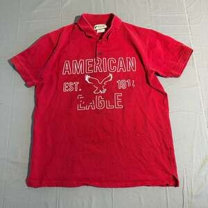 American Eagle Outfitters Slim Fit Polo Shirt Red Graphic Est. 1917